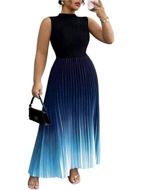 Plus Size Summer Ombre Maxi Dress - Sleeveless, Flowy, Lightweight Fashion Dress